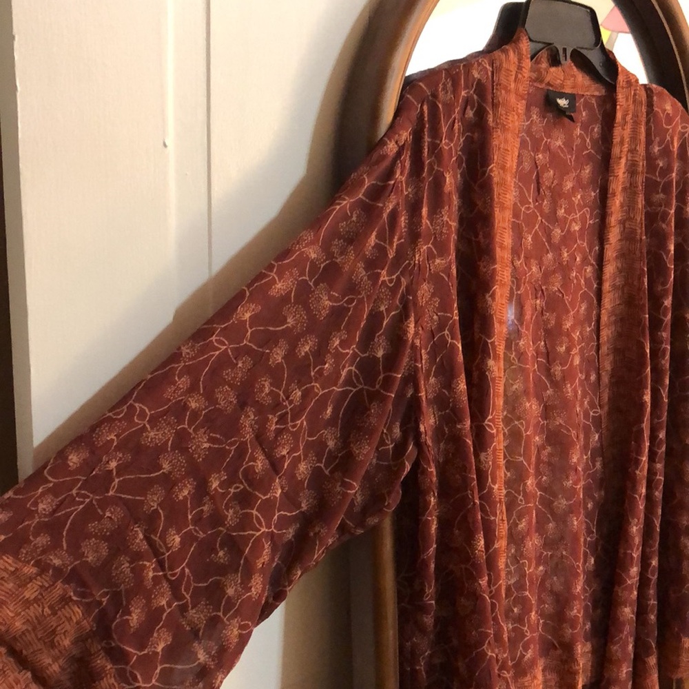 BOHO MOSSIMO • Bohemian Kimono Elegant Rust Floral Design - Picture 10 of 12